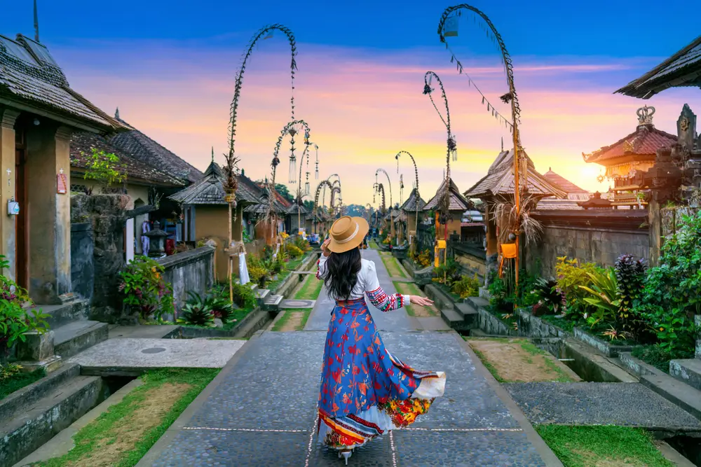 Tourist walking at Penglipuran village is a traditional oldest B