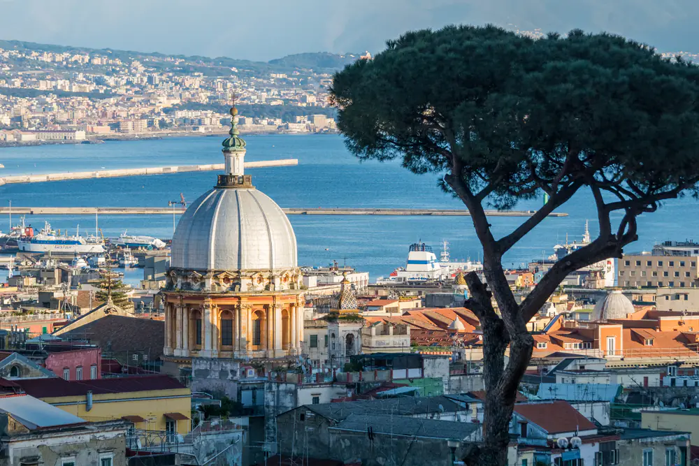 View of Naples with the dome of the Church of the Spirito Santo, Italy